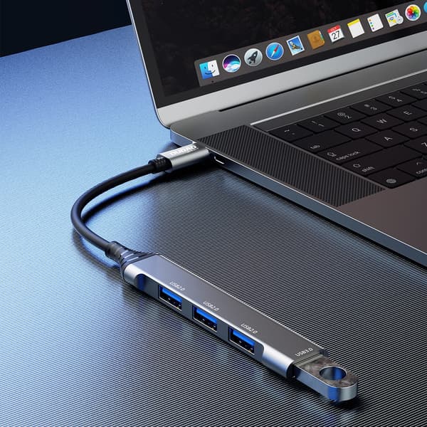 Dudao HUB 4i1 USB-C - 4x USB-A (3 x USB2.0 / USB3.0) 6,3 cm sort (A16T)