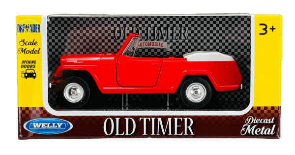 Welly VANHA timer 1967 jeep jeepster commando roadster punainen 1:34 43826