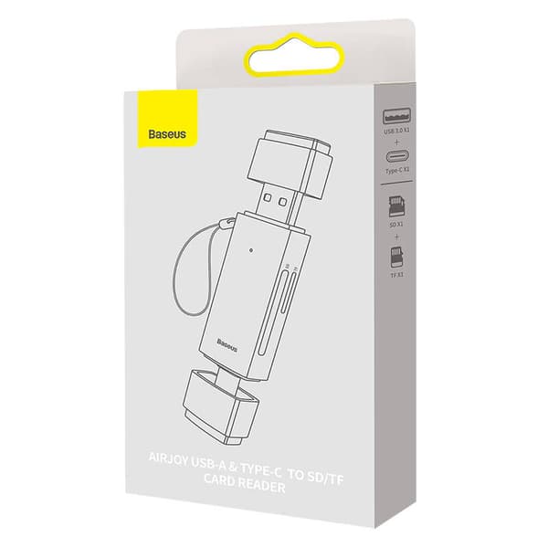 Baseus Lite-serien SD/TF-minneskortläsare, USB + USB-C (grå)