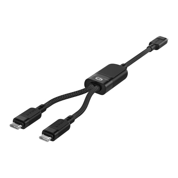 Acefast C5 USB-C - USB-C / USB-C 2-i-1-kabel 100W 480Mb/s - Sort