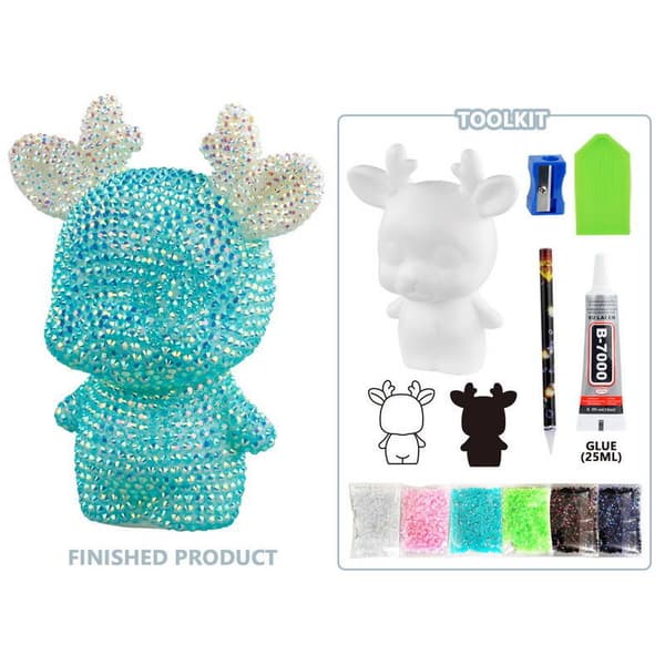 Kunstnerisk sæt, collage, diamantmaleri, plastikfigur