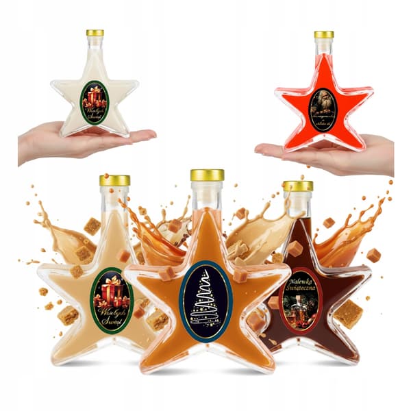 5x Presentflaska STAR 200ml + ETIKETTflaskor för likörvin