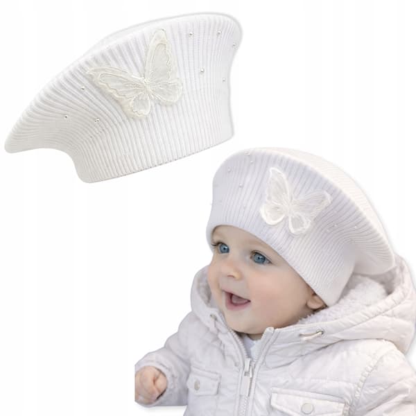 Flickbasker 46-50 hatt fjärilspärlor elegant VÅRVIT