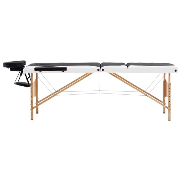 vidaXL foldbar massagebrik 3-zoner træ sort og hvid