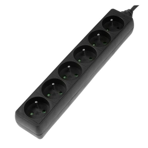 HAMA Standard 6-bens strømskinne, 1,5m sort 44223706