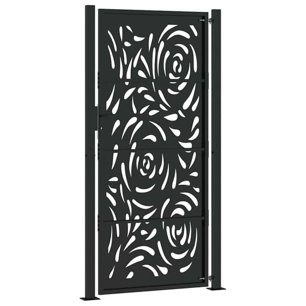vidaXL havelåge sort 105x205 cm stål flammemønster