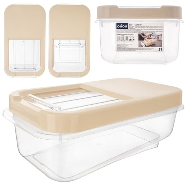 Opbevaringsbeholder til kapsler, pulver og foder beige 5 liter