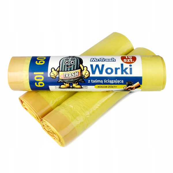 MrTrash TJOCKA GULA SOPPACKNINGAR 60L MED SNÖTEJP 10 ST 0,2 kg