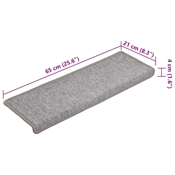 vidaXL Trappmattor 15 st 65x21x4 cm ljusgrå rektangulär kant