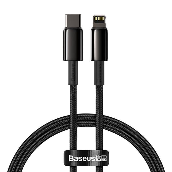 Baseus Tungsten Gold USB-C - Lightning -kaapeli, 20W, 5A, PD, 2m (musta)