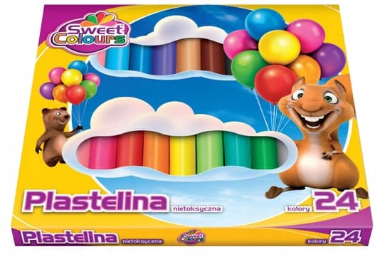 Rund blød plasticine, giftfri, 24 farver