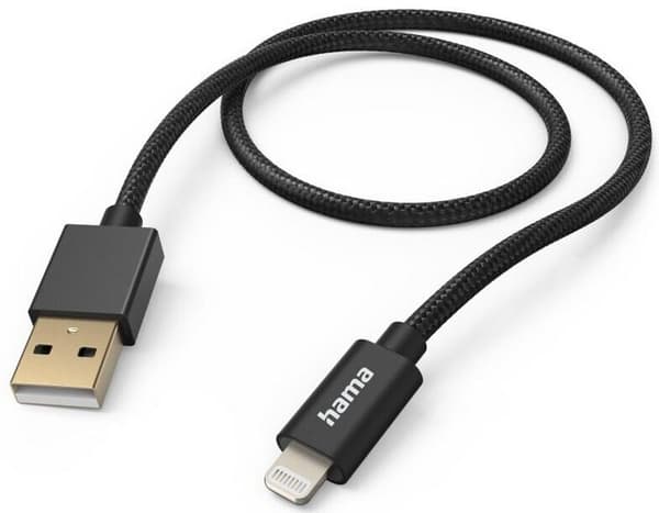 Kabel HAMA Lataava/data Kangas USB-A - Lightning 1.5m Musta