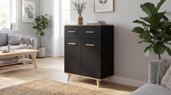 KOMMODE TIL STUE 73 CM SORT EGEGRUND WOTAN MODERNE LOFTSKAB