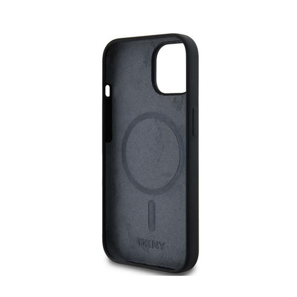 DKNY Flydende Silikone Hvid Trykt Logo MagSafe - iPhone 15 Plus / 14 Plus Etui (Sort)