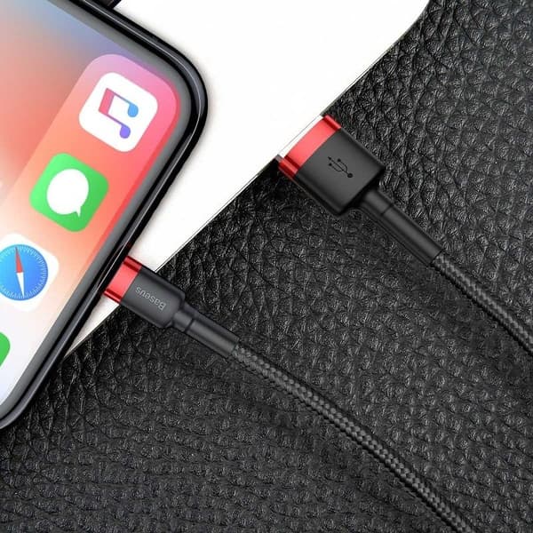 Baseus Cafule Lightning USB-kabel 2.4A 1m (svart-röd)