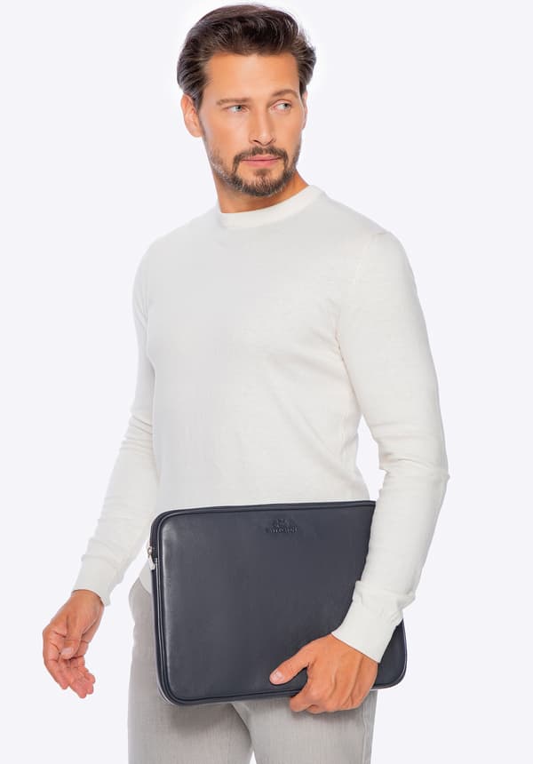 Wittchen Herr 15.6 laptopfodral, Mörkgrå, Naturläder