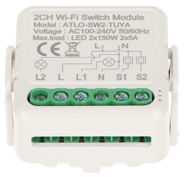 ATLO-SW2-TUYA Wi-Fi Dual Smart LED-belysningscontroller, Tuya Smart