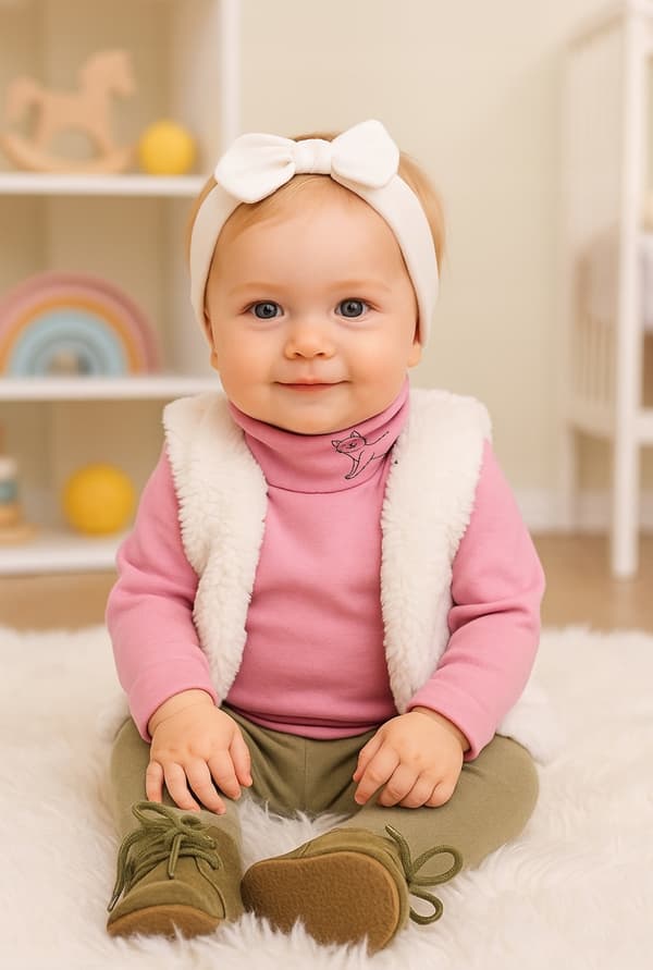 Baby polotröja 74 sweatshirt barnkläder rosa mönstrad blus