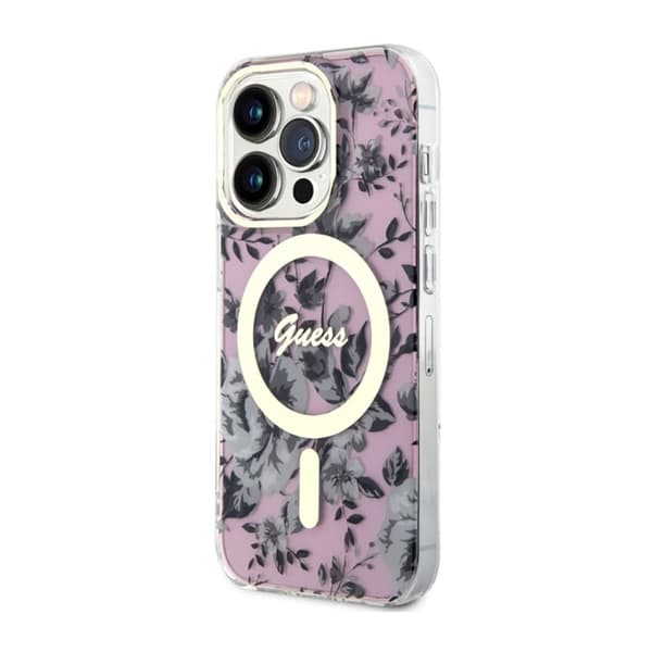 Guess Flower MagSafe - iPhone 14 Pro cover (lyserød)