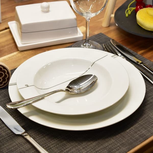 Flad porcelæns middagstallerken hvid hjerte 27 cm