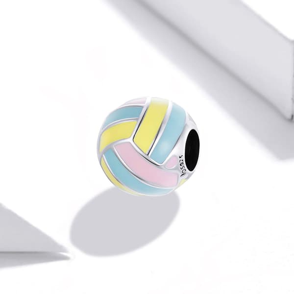 Sølvvedhæng farverige volleyballperler sølv 925