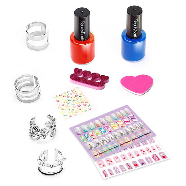 NAGELMÅLNINGSSIT SMYCKEN, STICKERS, RINGAR GLITTER