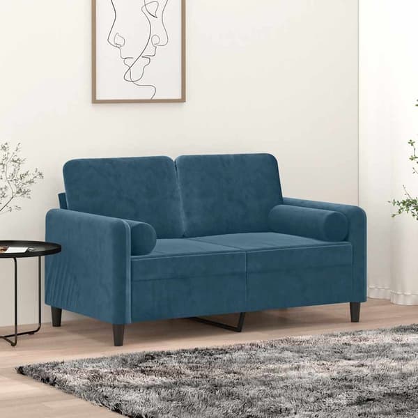 vidaXL Prydnadskuddar, set om 2, blå, Ø15x50 cm, sammet