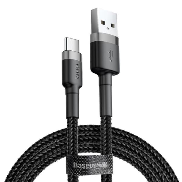 Baseus Cafule 2A USB til USB-C Kabel 3m (Grå-Sort)