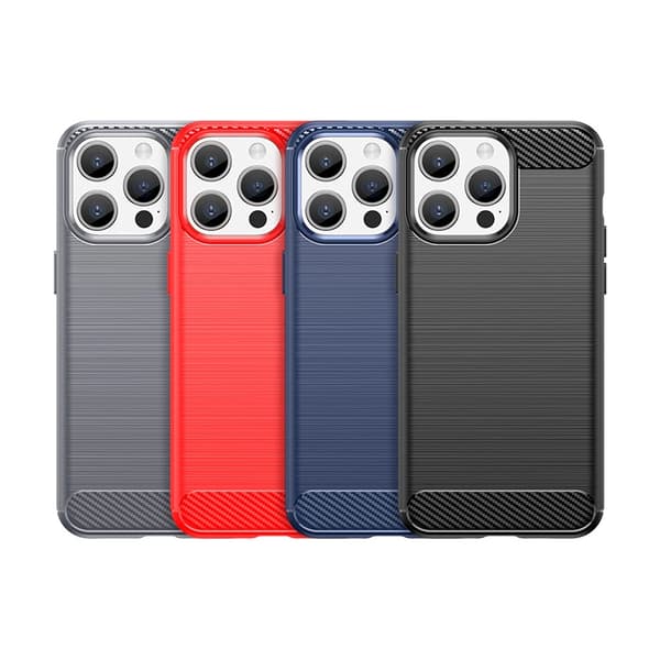Fleksibelt cover med kulstofmønster til iPhone 15 Pro Max - blå