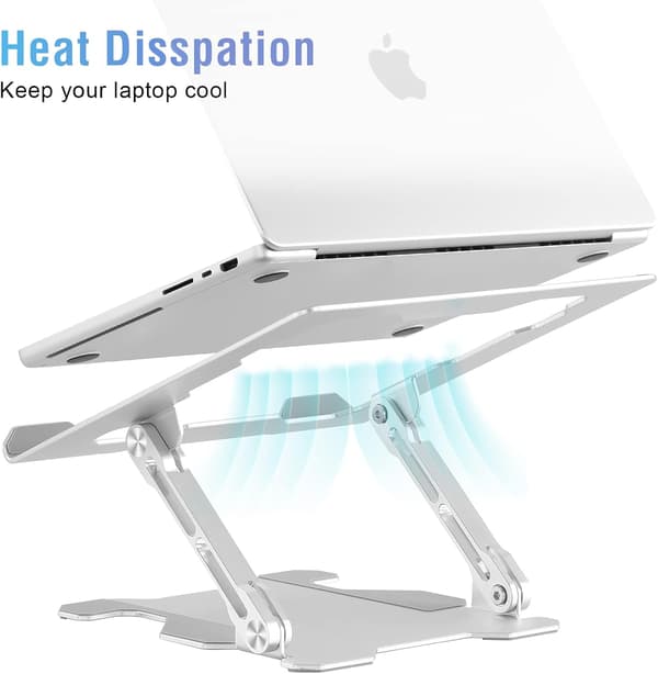 Laptopställ, justerbart bord, silver, hopfällbart aluminium