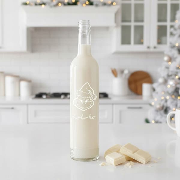 5x Glasflaskor Julklapp CRYSTAL 500ml med Tryck för Likörer