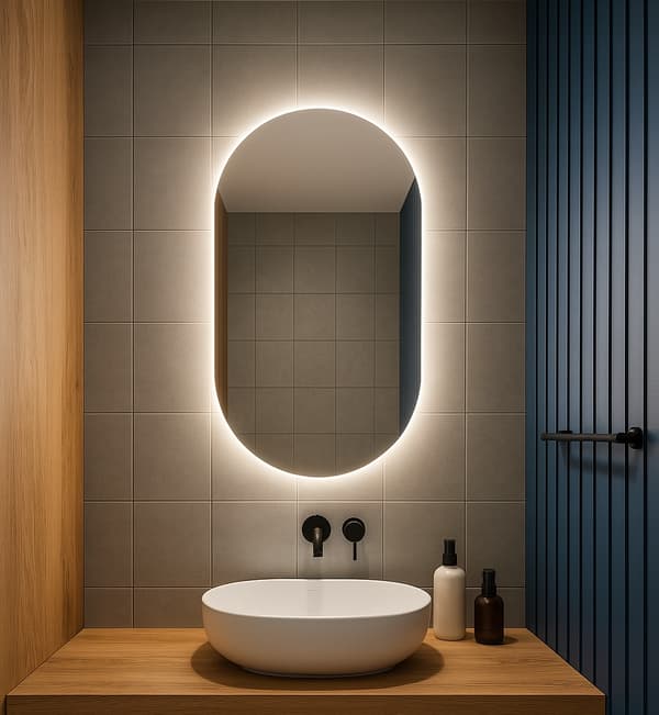 Oval LED Mirror 40x110 Waterproof IP65 Wall Mount Vertical Horizontal LUNA