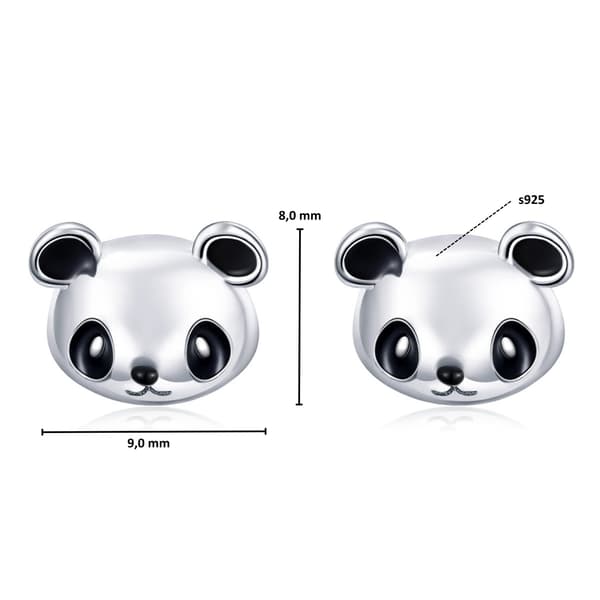 Sølv panda bjørn øreringe, 925 sølv ørestikker