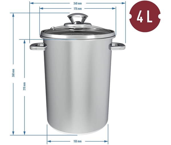 Multifunktionel gryde med kurv 4L
