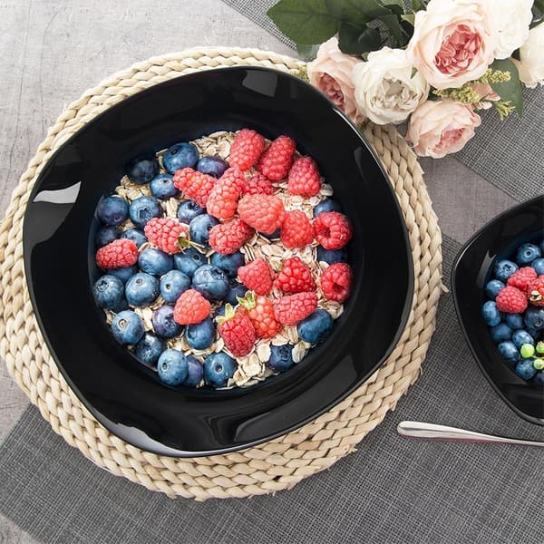 Sort glas salatskål LUNA 25 cm, 2 l