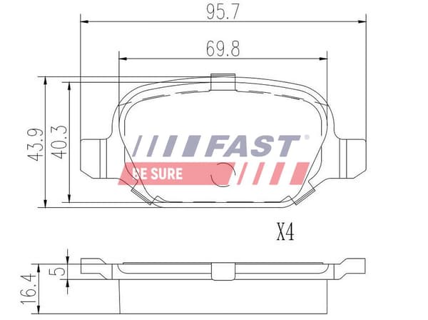 BAKRE BROMSBELÄGG FT29104 FAST