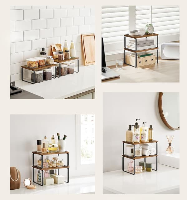 Sæt med 2 GINGER RUSTIC bambushylder