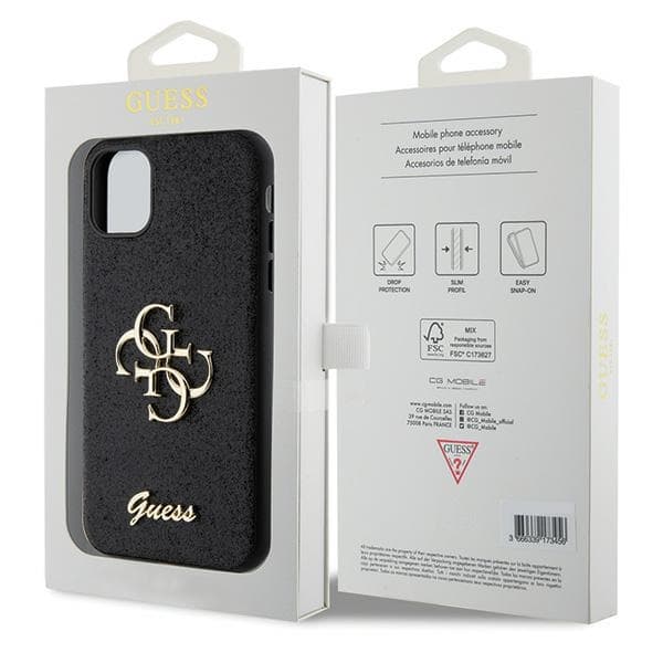 Guess GUHCN61HG4SGK iPhone 11 / Xr 6.1 sort/sort hårdt cover Glitter Script Big 4G