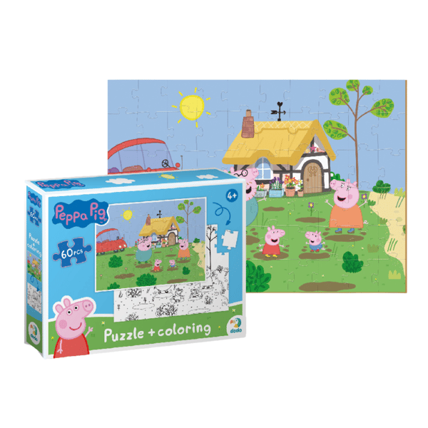 Peppa Pig 2-i-1 pussel 60 bitar och målarsida