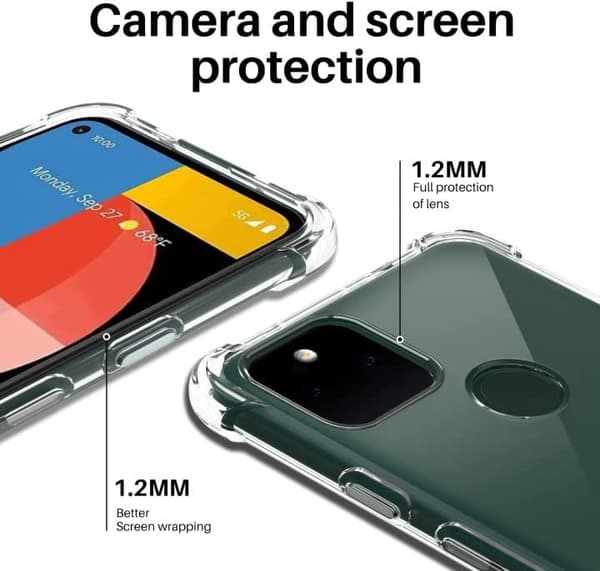 ETUI TIL GOOGLE PIXEL 5A 6,34" SILIKONE TRANSPARENT FORSTÆRKEDE HJØRNER