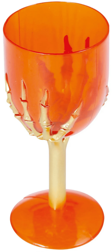 Orange vinglas, håndformet, 18 cm