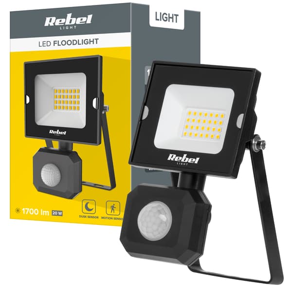 Halogen reflektor LED udendørs lyskaster lampe 20W 4000K IP44 sensor
