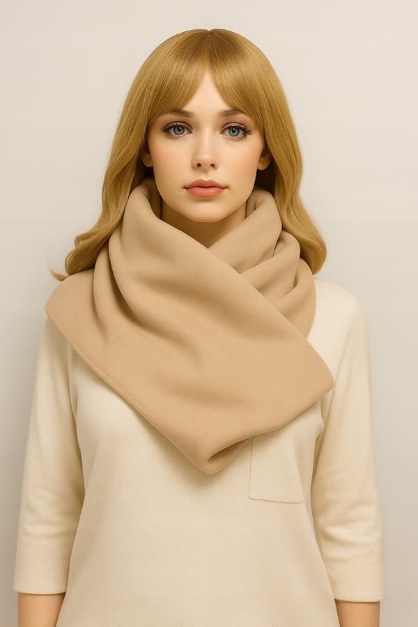 Damvinterhalsduk, varm halsduk, stor, 100 % bomull, höst/vinter, BEIGE
