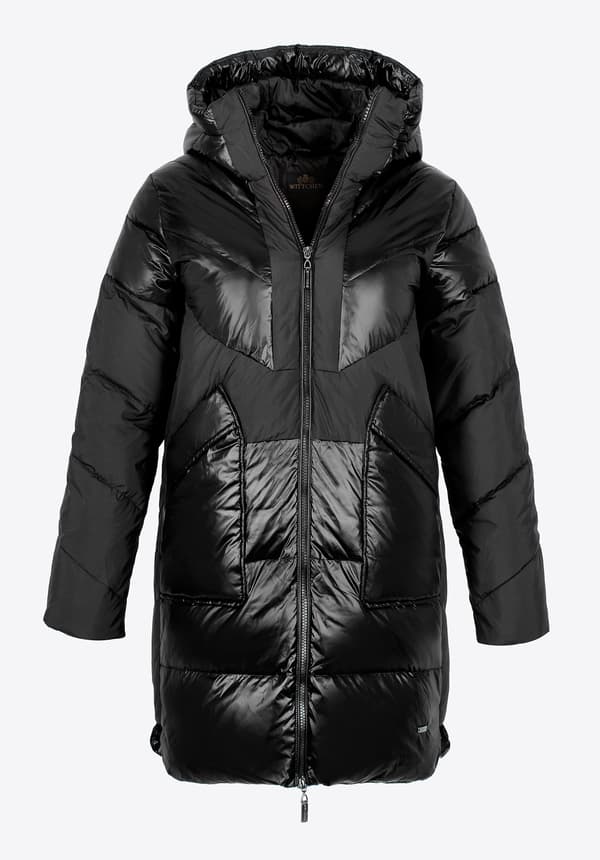 Wittchen Dame Dunfrakke i Kombinerede Materialer med Hætte, Sort Nylon