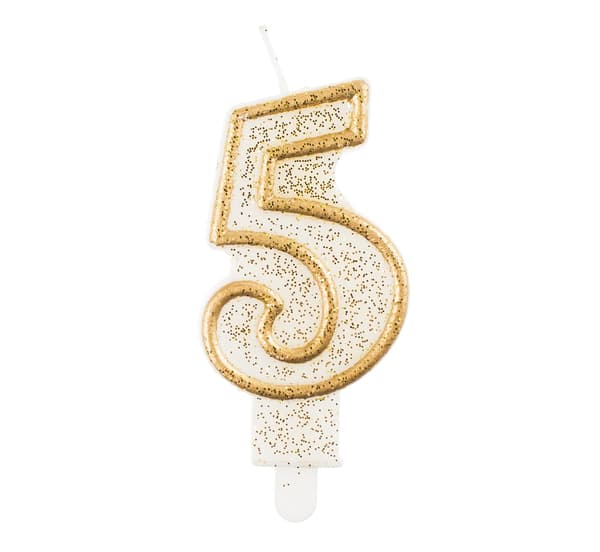 B&C ljus nummer 5 guldkontur 1-pack