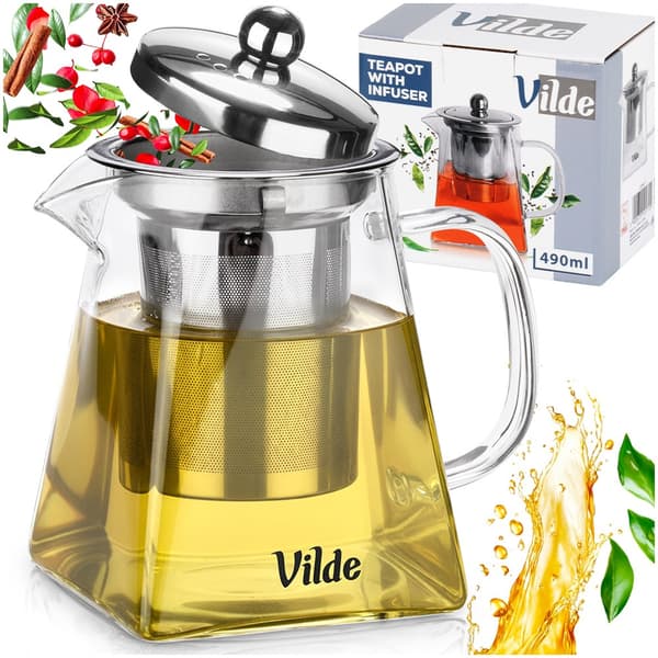 Glas tekanna med infuser, värmetålig, 490 ml