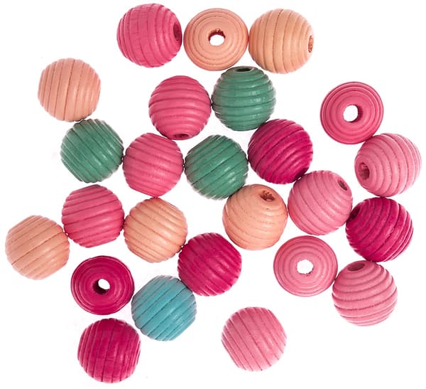 Träpärlor värikkäät helmet 15mm 25 kpl