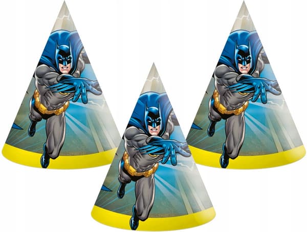 BATMAN fødselsdagsfest papirhatte 6 stk.