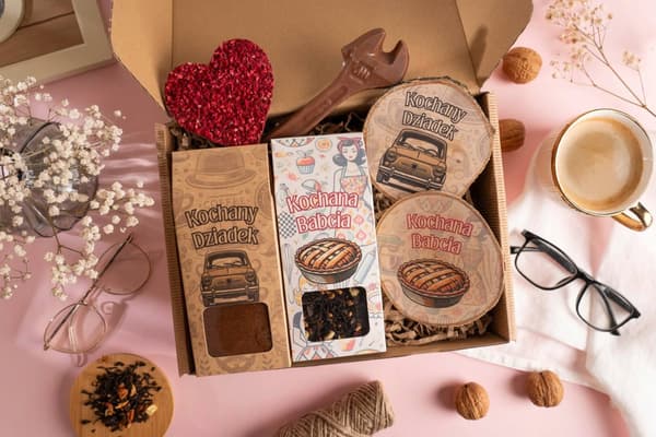 Present för Farmors och Farfars dag set med tryckta underlägg kaffe te