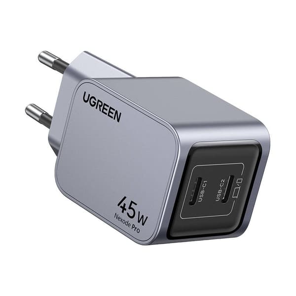 Ugreen Nexode Pro 45W seinälaturi, 2x USB-C (harmaa)
